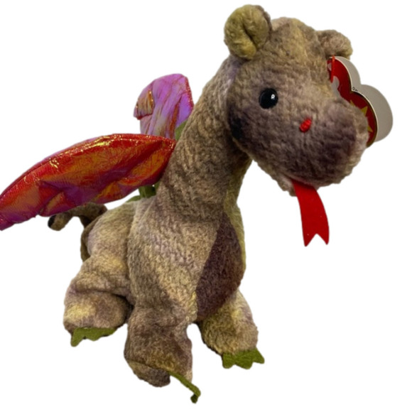 𝅺TY Beanie Baby Scorch the Dragon, Purple Tye Dye Mint Condition Beanie Babies - Picture 1 of 9